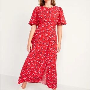 Old Navy Red Floral Maxi Dress